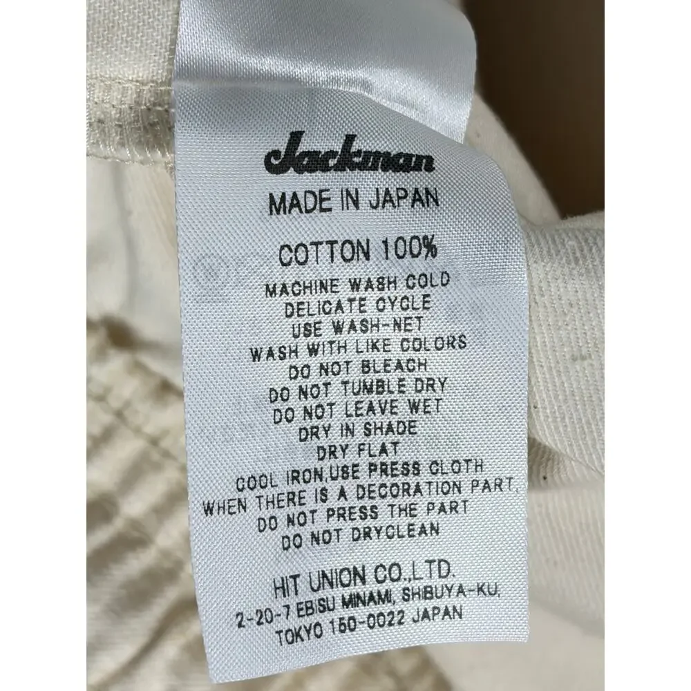 Jackman Back Nep Umps Pants JM4150 Kinari Cream Cotton Japan Sz L Elastic Waist